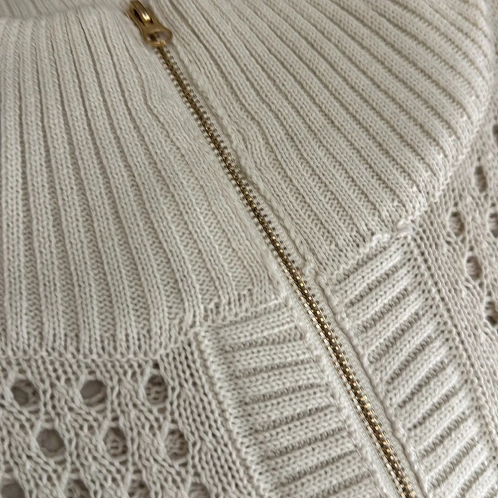 Amazon Crochet Sweater Vest Half Zip Lapel Cap Sleeve Knit Popover Top NWOT - Picture 6 of 7